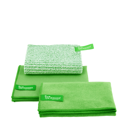 JEMAKO Fenster-Set Tuch mit Trockentuch, Profituch Plus und DuoTuch